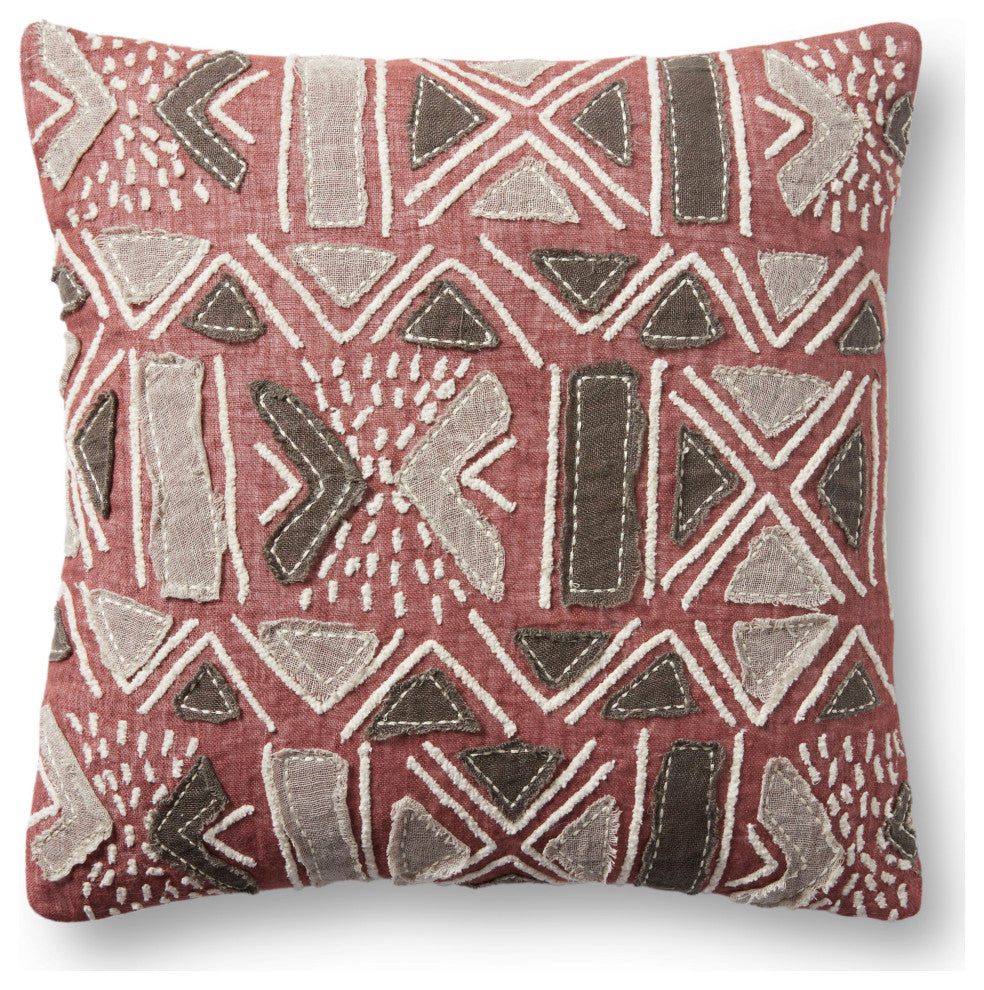 Loloi PLL0022 Rust / Multi 18" x 18" Cover w/Poly Pillow