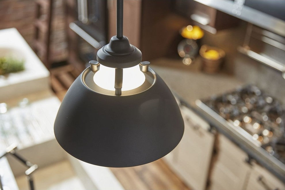 Carbon 1-Light Pendant with Metal Shade, 11"