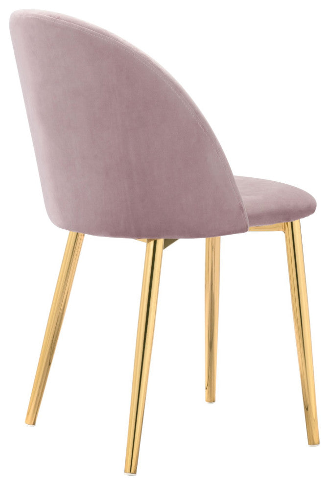 Dining Chair, Set of 2, Steel Metal, Fabric, Pink, Gold, Bar Kitchen Pub Bistro