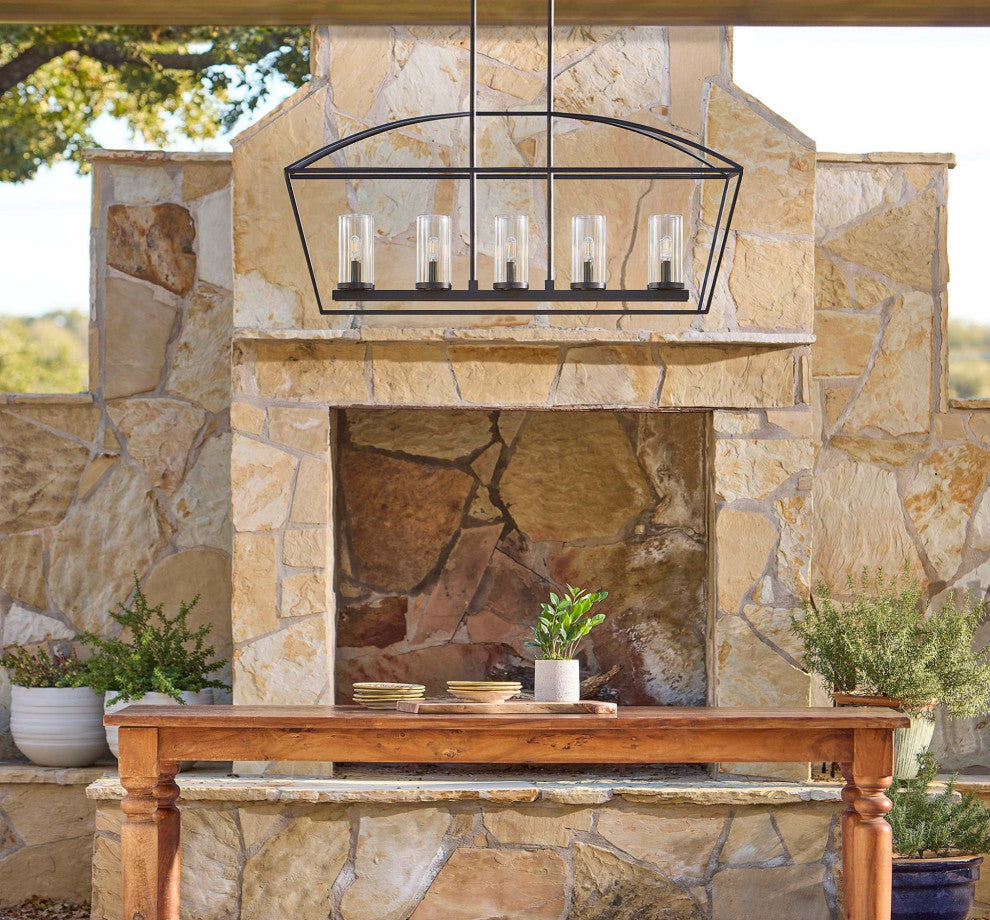 Quorum International 71-5 Odeon 5 Light 38"W Linear Chandelier - Matte Black