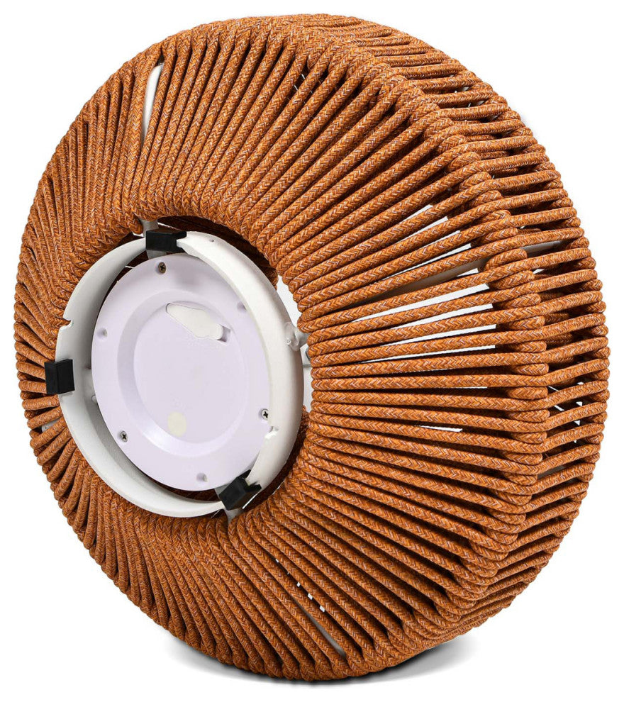 Nova 14" Woven Olefin Rope Outdoor Patio Lantern, Heathered Orange