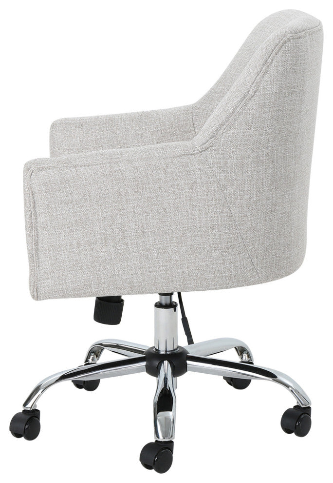 GDF Studio Morgan Mid-Century Modern Fabric Home Office Chair with Chrome Base, Beige