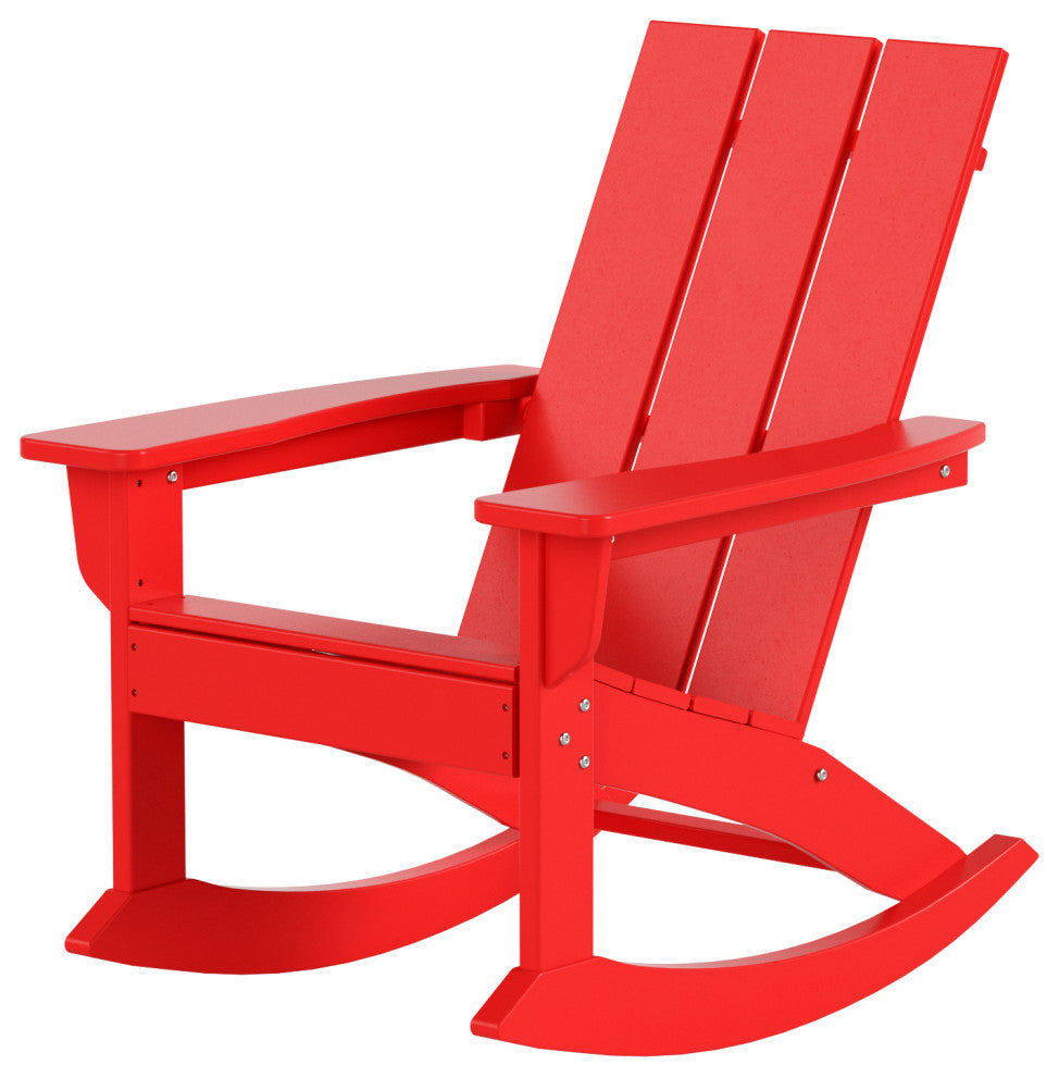 WestinTrends Set of 2 Modern Adirondack Outdoor Rocking Chairs, Red