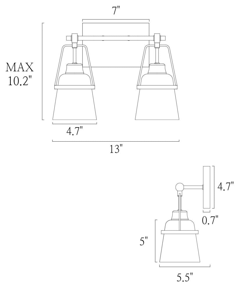 LNC Polished Gold Modern Glass Bell Wall Sconce, 2 Lights