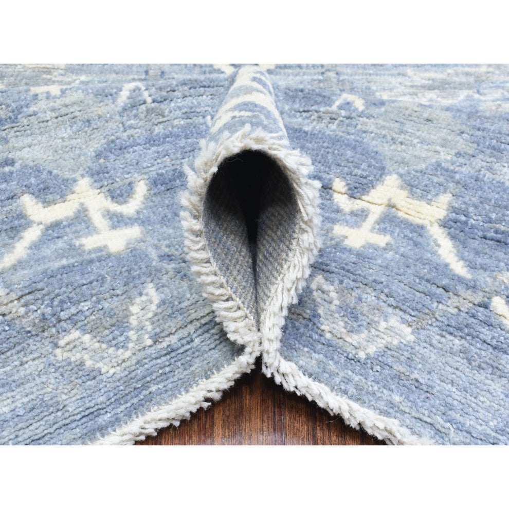 Gray Afghan Angora Oushak Flowing Design Soft Wool Hand Knotted Rug, 8'0"x9'9"