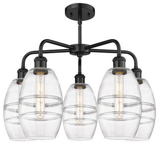 Ballston-Vaz 5-Light 24" Stem Chandelier, Matte Black, Clear