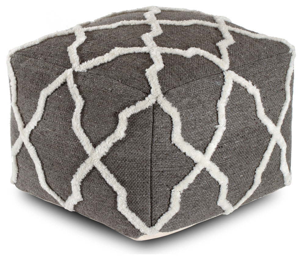Diamond Joe 24"x24"x17" Gray/Ivory Pouf