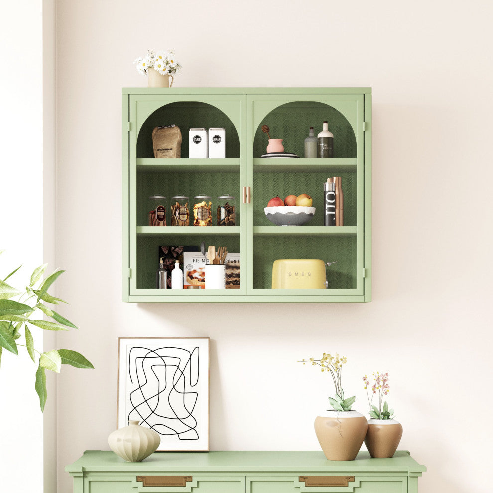 Gewnee Double Glass Door Wall Cabinet