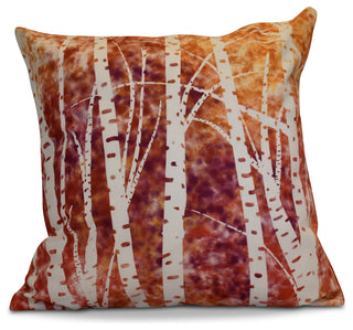 Birch Trees Floral Print Pillow, White, 18"x18"
