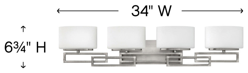 Hinkley Lanza Large Four Light Vanity, Antique Nickel