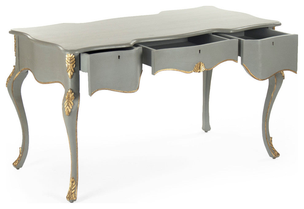 Bay Desk, Gray/Green/Gold
