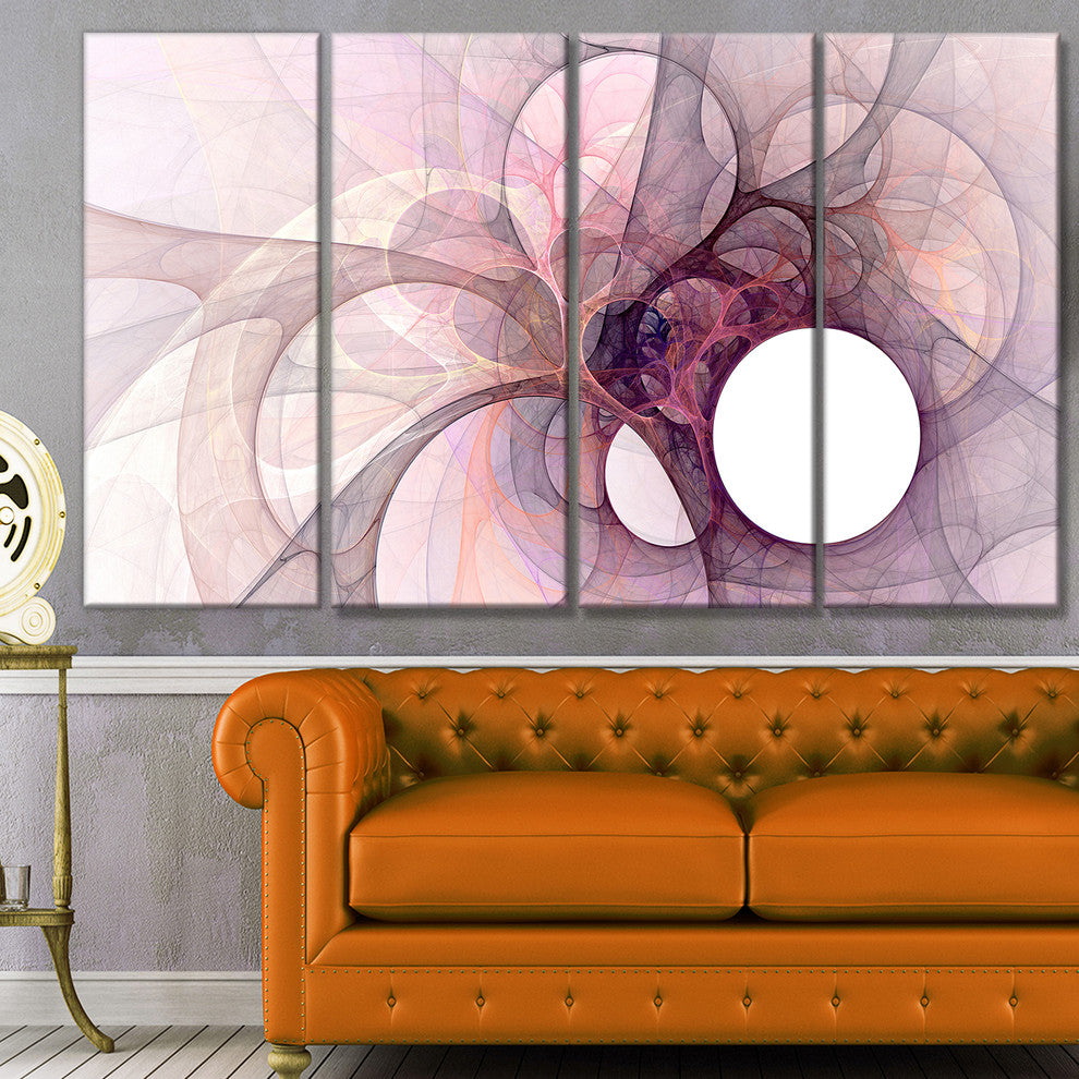 Light Purple Fractal Angel Wings, Abstract Wall Art Canvas, 48"x28", 4 Panels