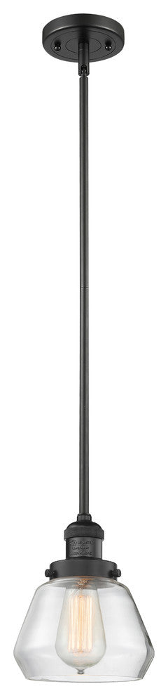 Fulton 1-Light LED Mini Pendant, Matte Black, Glass: Clear