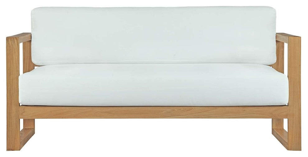 Upland Outdoor Patio Teak Sofa EEI-2707-NAT-WHI