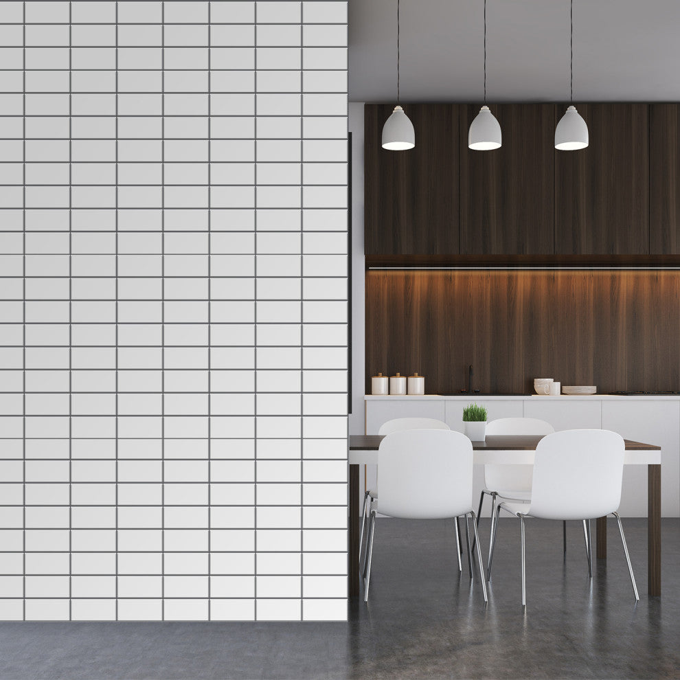 12"x6" Kitchen Original Brilliant White Glossy 3D Tile Stickers