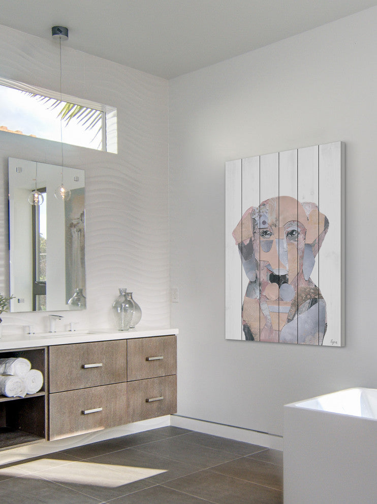 "El Perro Rosa" Painting Print on White Wood, 12"x18"