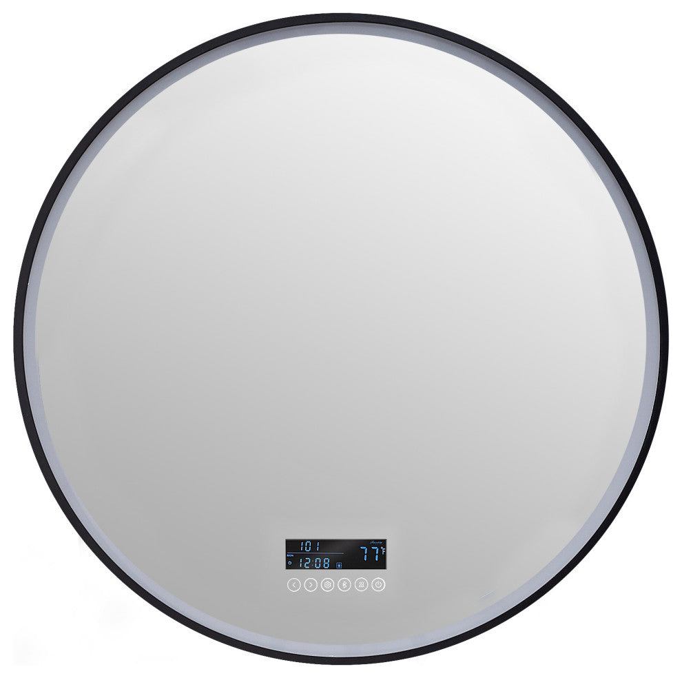 Cirque Round LED Mirror, 30", Bluetooth