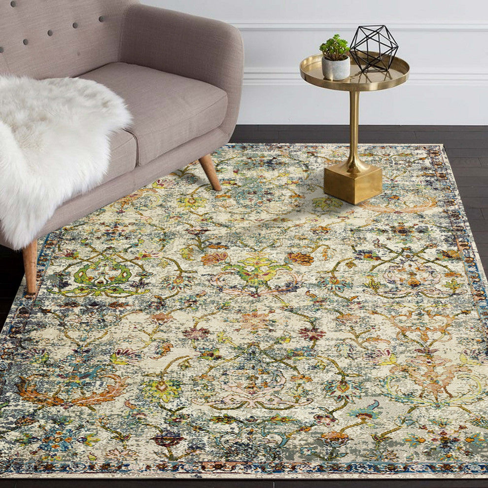 4??x 6??Beige Abstract Garden Area Rug