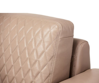 Mia Bella Gianna Leather Loveseat - Light Coffee/Rose Gold