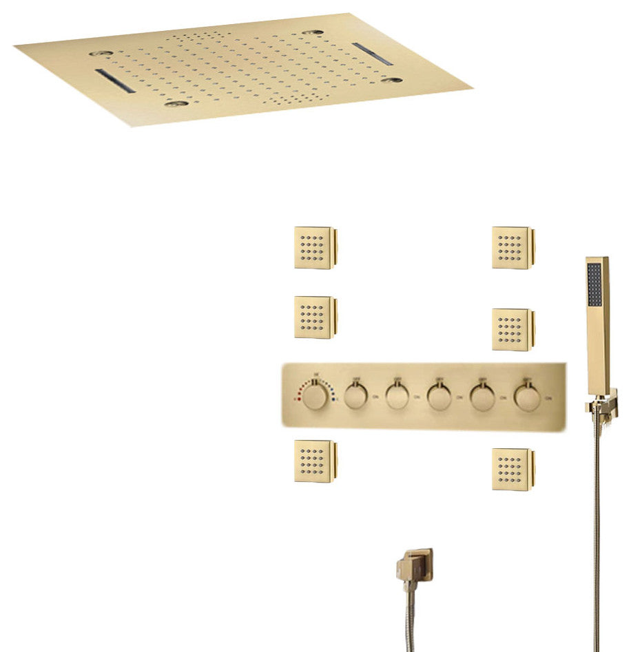 Led Musical Shower System With Hand Shower, Style 3 - Remote Control