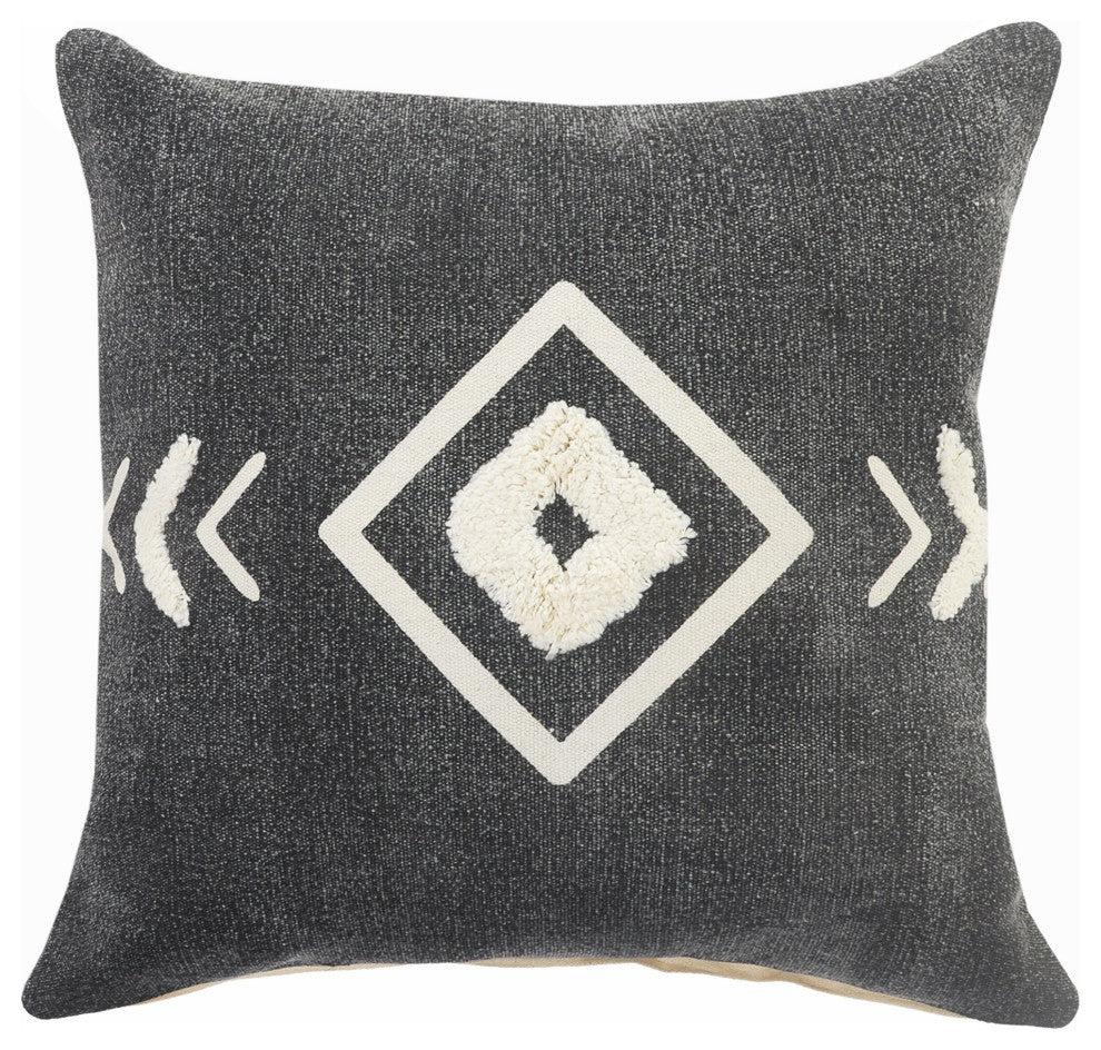 Tufted White Geometric Diamond Throw Pillow