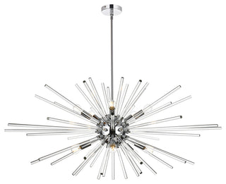 Samuel 46" Crystal Rod Pendant, Chrome