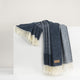 Italian Border Herringbone Throw, Navy