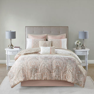 510 Design Shawnee 8 Piece Comforter Set, Blush, Cal King