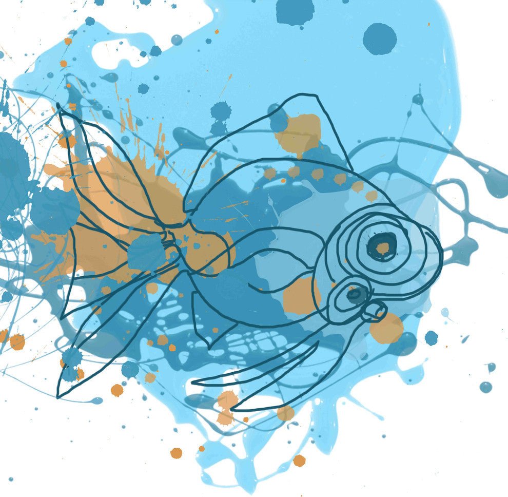 "Blue Fish" Painting Print on Canvas by Irena Orlov