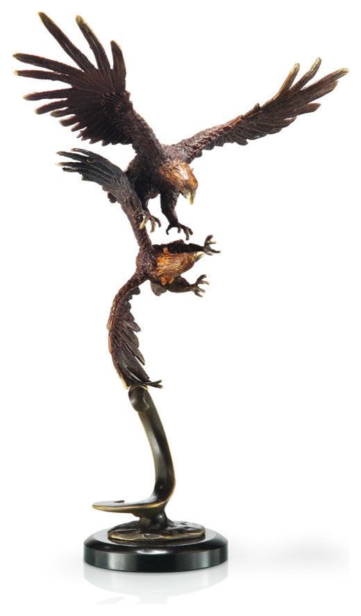 Hand Finished Double Flying Eagle Statue