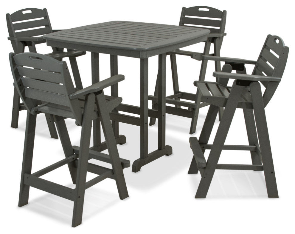Polywood Nautical 5-Piece Bar Set, Slate Gray