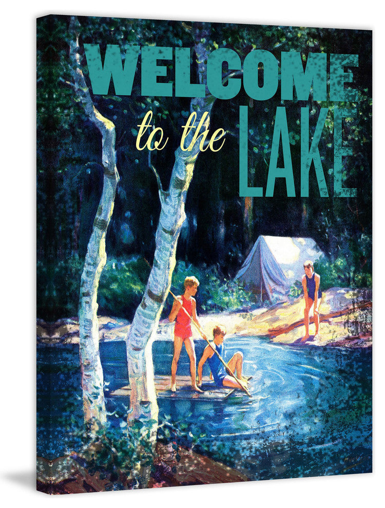 "Welcome to Lake" Painting Print on Wrapped Canvas
