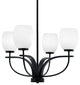 Cavella 4 Light Chandelier, Matte Black Finish, 5" White Linen Glass