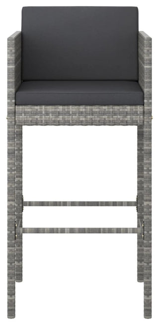 vidaXL Patio Bar Set 5 Piece with Cushions Poly Rattan Gray Garden Chair Seat