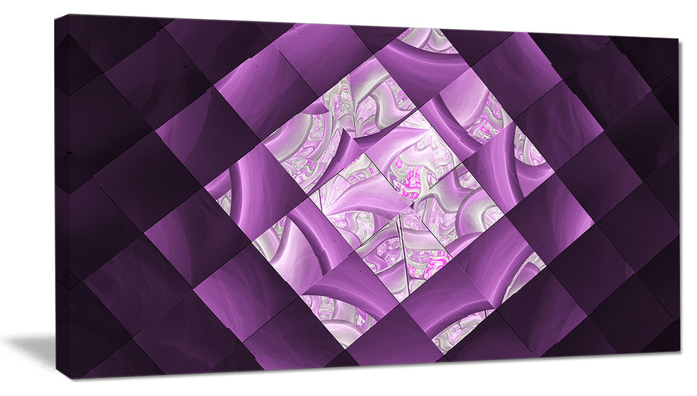 Purple Pixel Field of Squares, Abstract Wall Art Canvas, 40x20