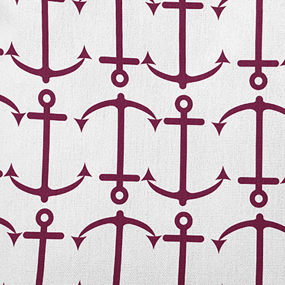 Anchor Pattern Polyester Indoor Pillow, Maroon Red, 20"x20"