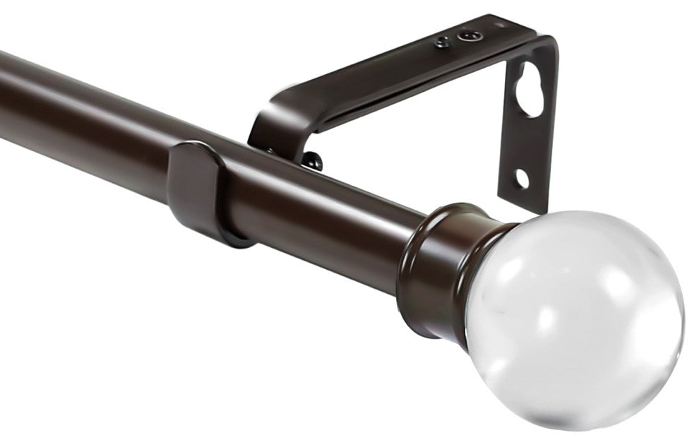 1" Crystal Ball Drapery Curtain Rod, Bronze, 28"-48"