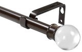 1" Crystal Ball Drapery Curtain Rod, Bronze, 28"-48"