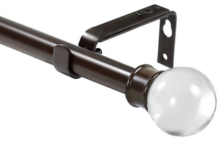 1" Crystal Ball Drapery Curtain Rod, Bronze, 28"-48"