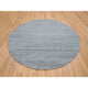 Arsenic Gray Modern Striae Design Wool Hand Loomed Round Oriental Rug  8'x8'