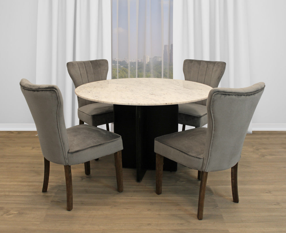Lavaca 5-Piece Dining Set, 48" Round Dining Table and 2 Sets of Mink Chairs