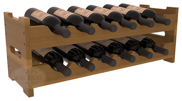 12-Bottle Mini Scalloped Wine Rack, Redwood, Oak + Satin