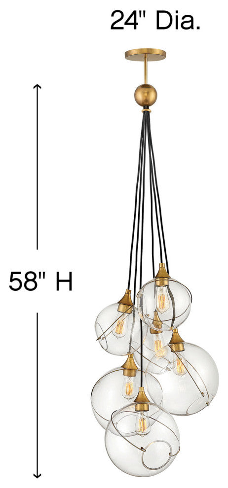 Hinkley Skye Medium Six Light Multi Tier, Heritage Brass
