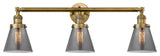 Small Cone 3-Light Bath Fixture, Smoked Glass, Brushed Brass