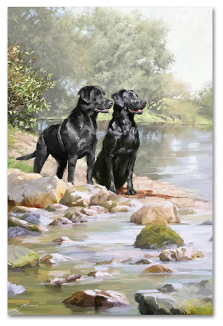 The Macneil Studio 'Black Labradors' Canvas Art, 32"x22"