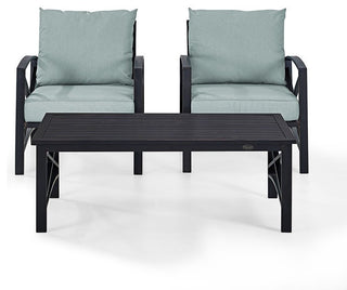 Kaplan 3-Piece Patio Set, 2 Outdoor Chairs, Coffee Table, Mist