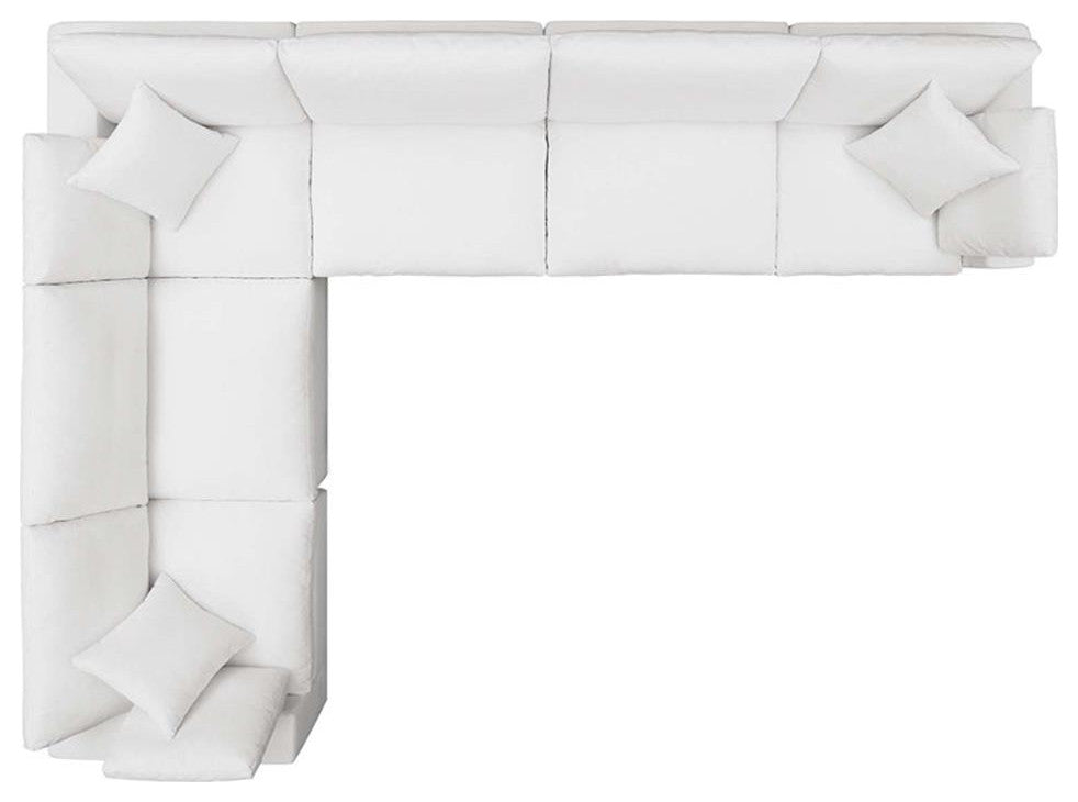 Modway Commix 6-Piece Down Filled Overstuffed Fabric Sectional Sofa Set in White
