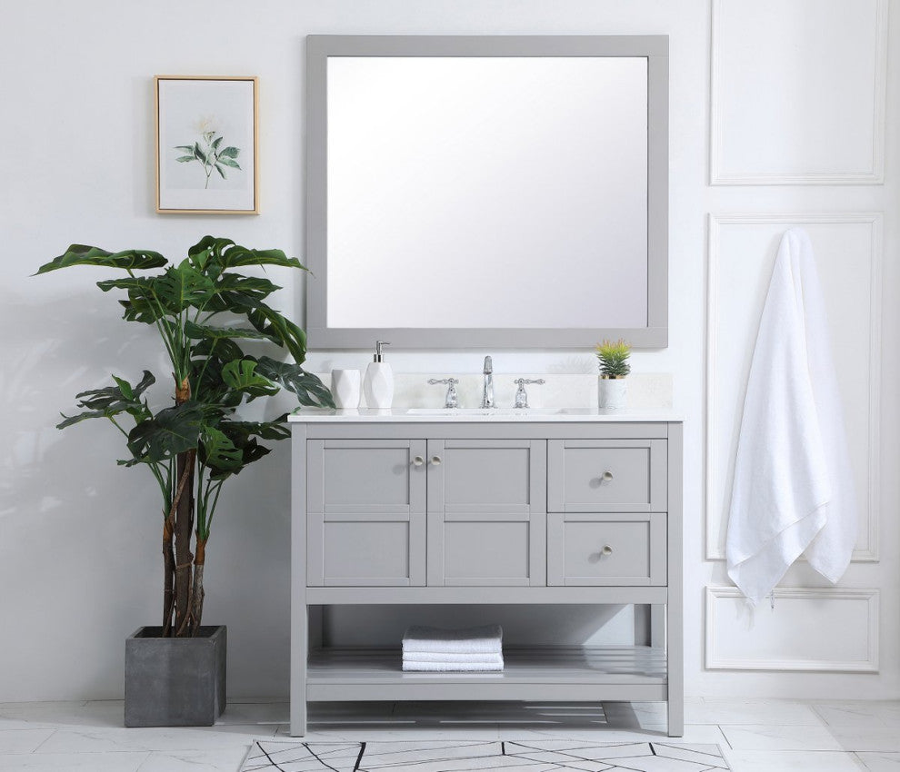 Tobias 42" Single Bathroom Vanity, Gray With Backsplash