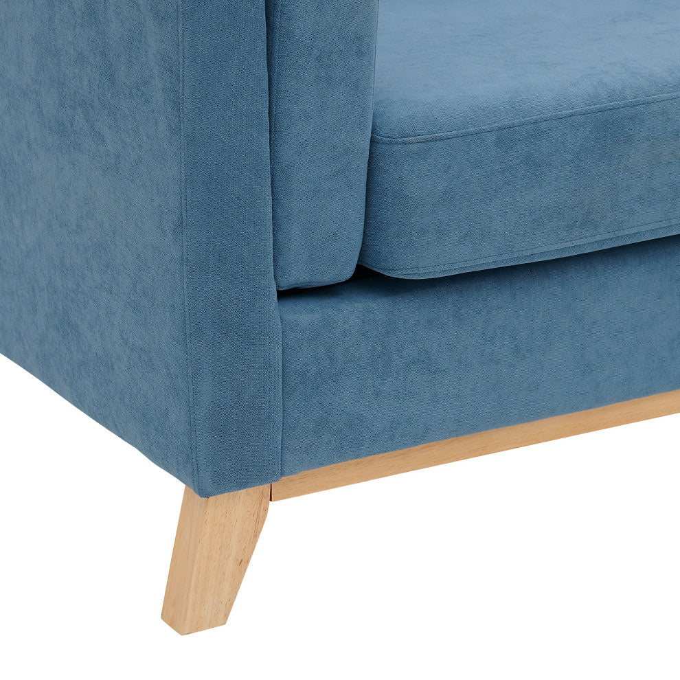 73" Chenille Fabric Tuxedo Arm Loveseat with Cushion, Blue, 73"