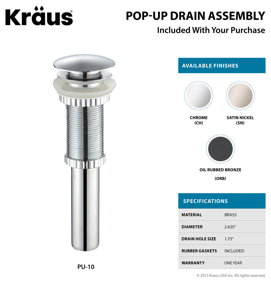 Elavo Ceramic Round Vessel White Sink, PU Drain Oil Rubbed Bronze